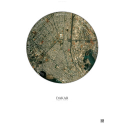 Affiche Dakar – Poster vue satellite 2.5km Couleur | Gravura – Fond clair