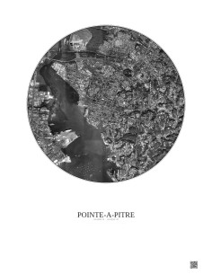 Affiche Pointe A Pitre – Poster vue satellite 2.5km N&B | Gravura – Fond clair