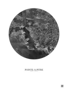 Affiche Pointe A Pitre – Poster vue satellite 5km N&B | Gravura – Fond clair