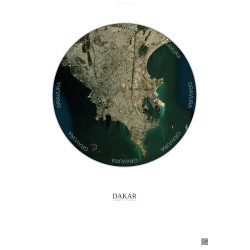 Affiche Dakar – Poster vue satellite 6km Couleur | Gravura – Fond clair