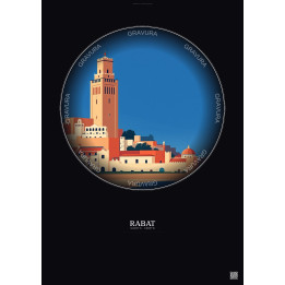 Affiche Rabat – Poster illustration vintage – Rabat | Gravura – Fond foncé