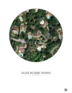 Affiche Roquefort Les Pins – Poster vue satellite 0.1km Couleur | Gravura – Fond clair