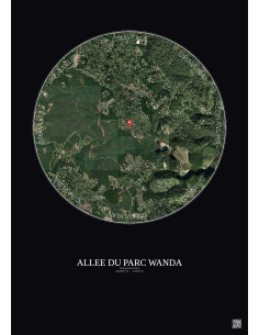 Roquefort Les Pins Satellite View Poster 2.5km Color | Gravura – Dark background