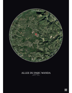 Affiche Roquefort Les Pins – Poster vue satellite 5km Couleur | Gravura – Fond foncé