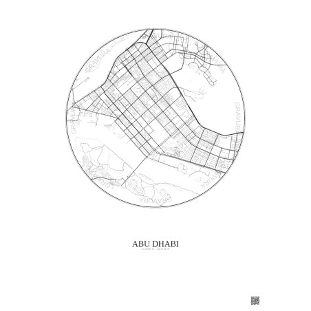 Affiche Abu Dhabi – Poster carte de ville 6km | Gravura – Fond clair
