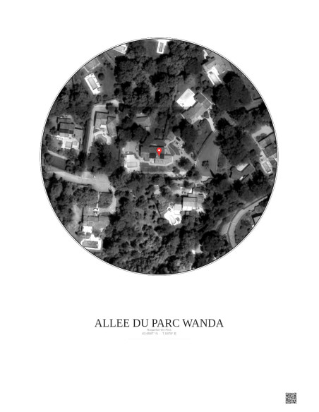 Affiche Roquefort Les Pins – Poster vue satellite 0.1km N&B | Gravura – Fond clair
