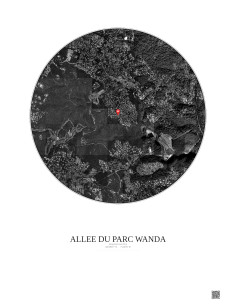 Affiche Roquefort Les Pins – Poster vue satellite 2.5km N&B | Gravura – Fond clair