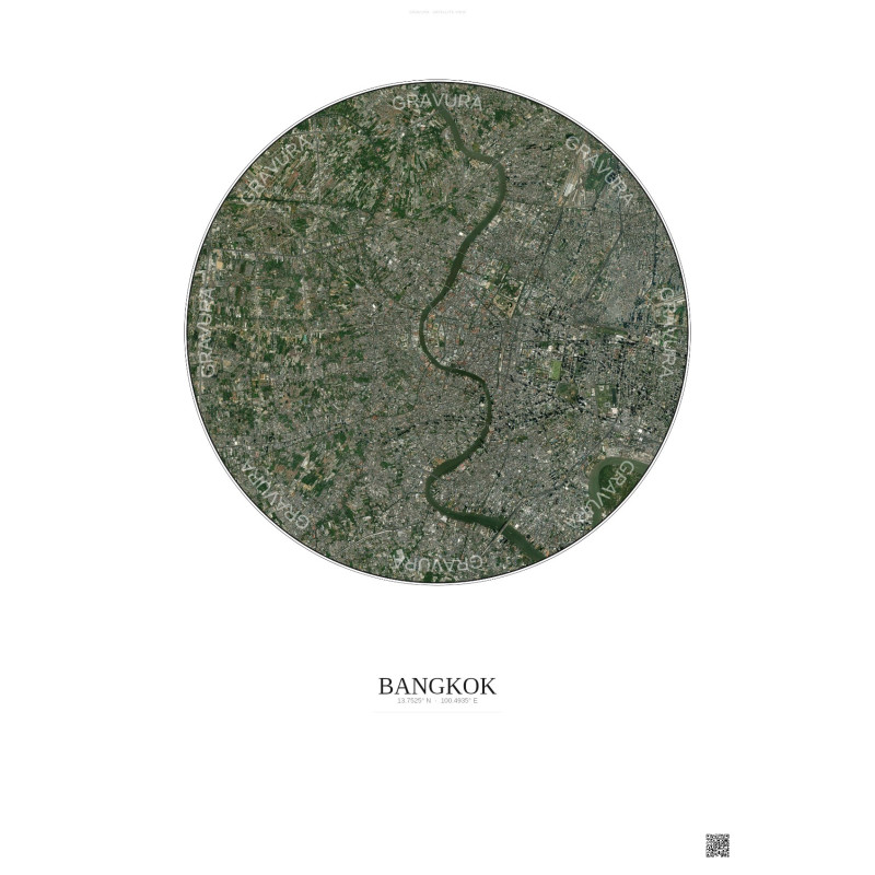 Bangkok Satellite View Poster 10km Color | Gravura – Light background