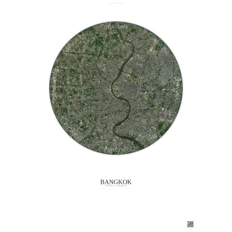 Bangkok Satellite View Poster 10km Color | Gravura – Light background