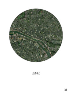 Affiche Rouen – Poster vue satellite 2.5km Couleur | Gravura – Fond clair