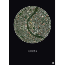 Affiche Bangkok – Poster vue satellite 2.5km Couleur | Gravura – Fond foncé
