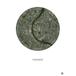Affiche Bangkok – Poster vue satellite 2.5km Couleur | Gravura – Fond clair