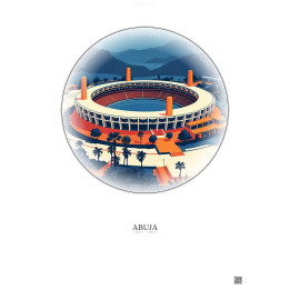 Affiche Abuja – Poster illustration vintage – Abuja Stadium | Gravura – Fond clair
