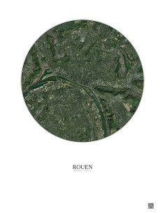 Affiche Rouen – Poster vue satellite 5km Couleur | Gravura – Fond clair