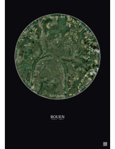 Affiche Rouen – Poster vue satellite 10km Couleur | Gravura – Fond foncé
