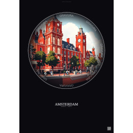 Affiche Amsterdam – Poster illustration vintage – Rijksmuseum | Gravura – Fond foncé