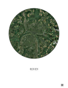 Affiche Rouen – Poster vue satellite 10km Couleur | Gravura – Fond clair
