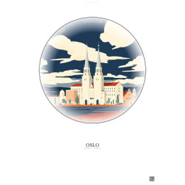 Affiche Oslo – Poster illustration vintage – Oslo | Gravura – Fond clair