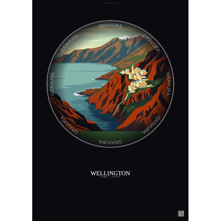 Affiche Wellington – Poster illustration vintage – Wellington | Gravura – Fond foncé