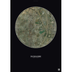 Affiche Dushanbe – Poster vue satellite 2.5km Couleur | Gravura – Fond foncé