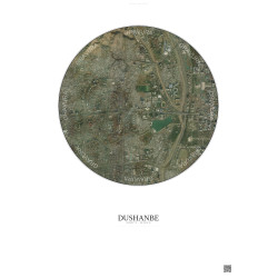 Affiche Dushanbe – Poster vue satellite 2.5km Couleur | Gravura – Fond clair