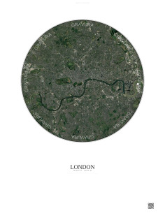 Affiche London – Poster vue satellite 10km Couleur | Gravura – Fond clair