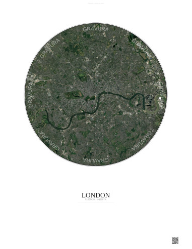 Affiche London – Poster vue satellite 10km Couleur | Gravura – Fond clair