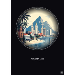 Affiche Panama City – Poster illustration vintage – Panama City | Gravura – Fond foncé