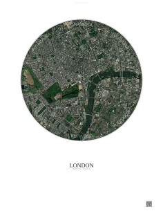 Affiche London – Poster vue satellite 2.5km Couleur | Gravura – Fond clair