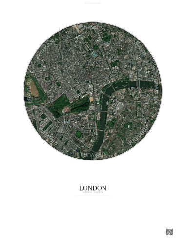 Affiche London – Poster vue satellite 2.5km Couleur | Gravura – Fond clair