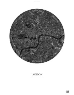 Affiche London – Poster vue satellite 6km N&B | Gravura – Fond clair