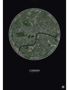 Affiche London – Poster vue satellite 6km Couleur | Gravura – Fond foncé