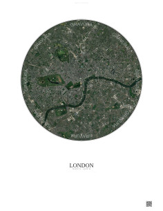 Affiche London – Poster vue satellite 6km Couleur | Gravura – Fond clair