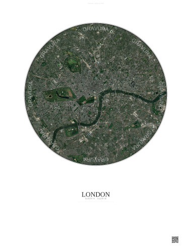 London Satellite View Poster 6km Color | Gravura – Light background