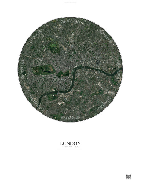 London Satellite View Poster 6km Color | Gravura – Light background