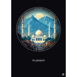 Affiche Islamabad – Poster illustration vintage – Islamabad | Gravura – Fond foncé