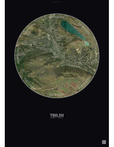 Tbilisi Satellite View Poster 10km Color | Gravura – Dark background