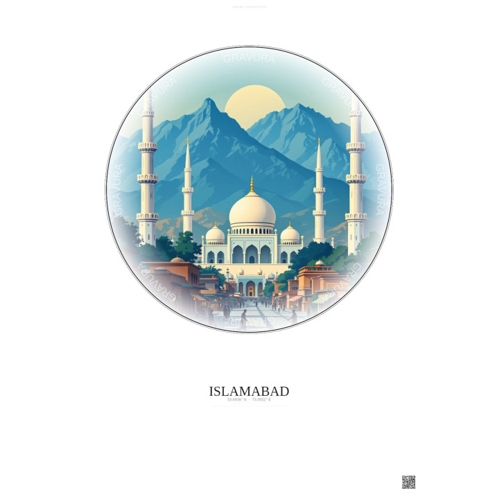 Affiche Islamabad – Poster illustration vintage – Islamabad | Gravura – Fond clair