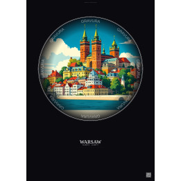 Affiche Warsaw – Poster illustration vintage – Warsaw | Gravura – Fond foncé