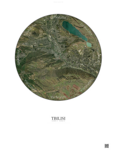 Affiche Tbilisi – Poster vue satellite 10km Couleur | Gravura – Fond clair
