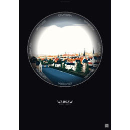 Affiche Warsaw – Poster illustration vintage – Warsaw Ghetto | Gravura – Fond foncé