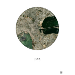 Affiche Tunis – Poster vue satellite 6km Couleur | Gravura – Fond clair