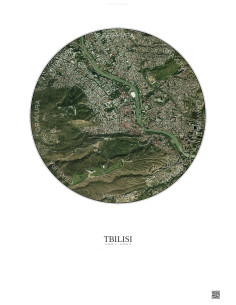 Affiche Tbilisi – Poster vue satellite 2.5km Couleur | Gravura – Fond clair