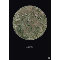 Affiche Ankara – Poster vue satellite 10km Couleur | Gravura – Fond foncé