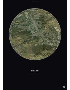Affiche Tbilisi – Poster vue satellite 6km Couleur | Gravura – Fond foncé