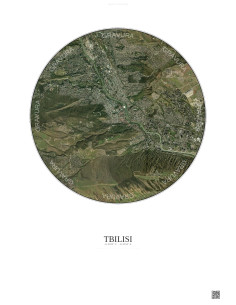 Affiche Tbilisi – Poster vue satellite 6km Couleur | Gravura – Fond clair
