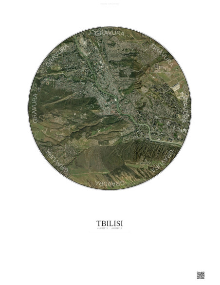 Tbilisi Satellite View Poster 6km Color | Gravura – Light background