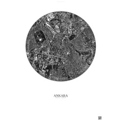 Affiche Ankara – Poster vue satellite 2.5km N&B | Gravura – Fond clair