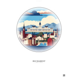 Affiche Bucharest – Poster illustration vintage – Bucharest | Gravura – Fond clair