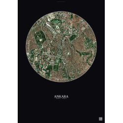 Affiche Ankara – Poster vue satellite 2.5km Couleur | Gravura – Fond foncé